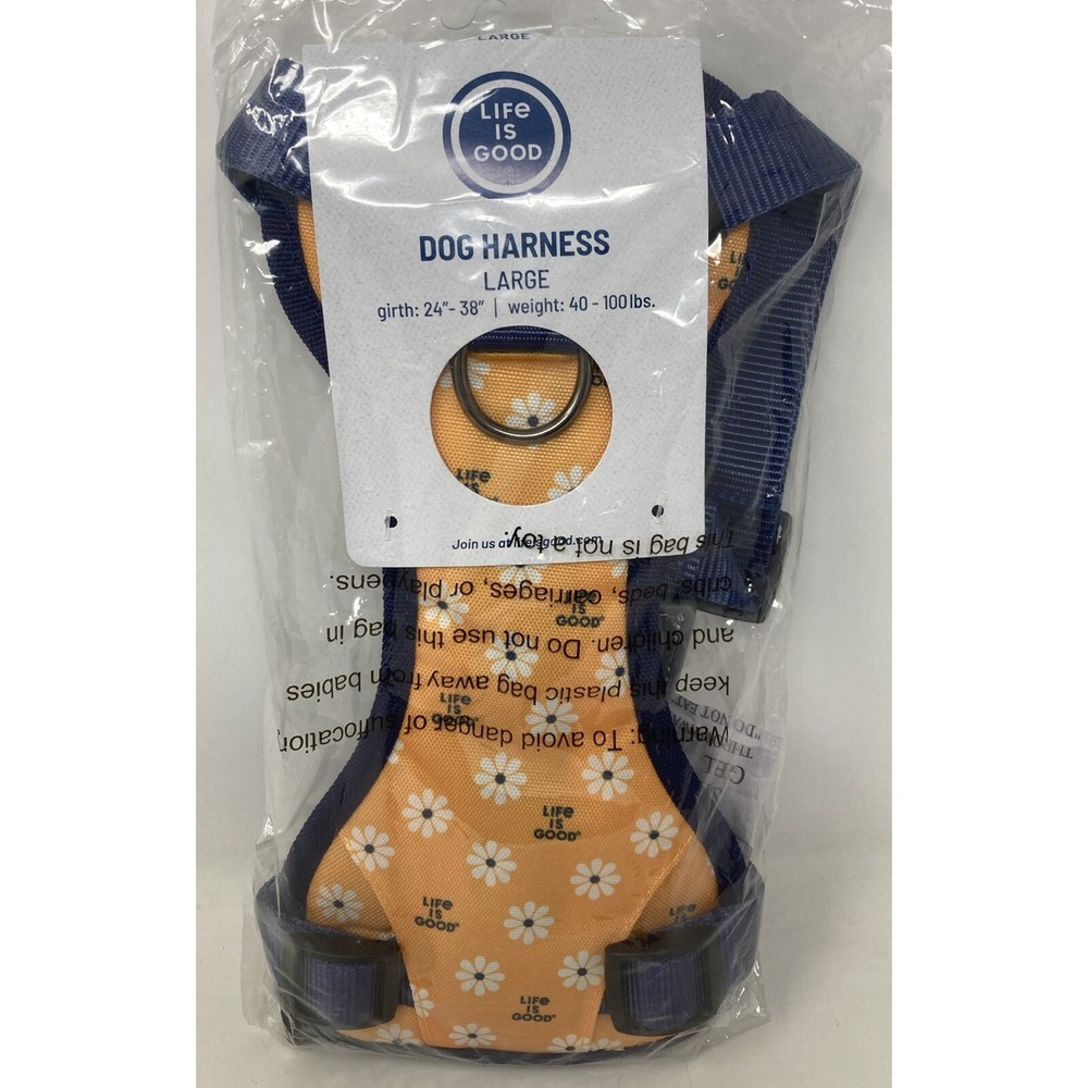Life is Good Floral Daisy Pattern Dog Harness‎ Size LARGE 40-100 lbs NWT   🌼